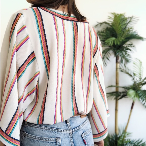 🆕Daize Striped Surplice Kimono Top - Picture 6 of 8